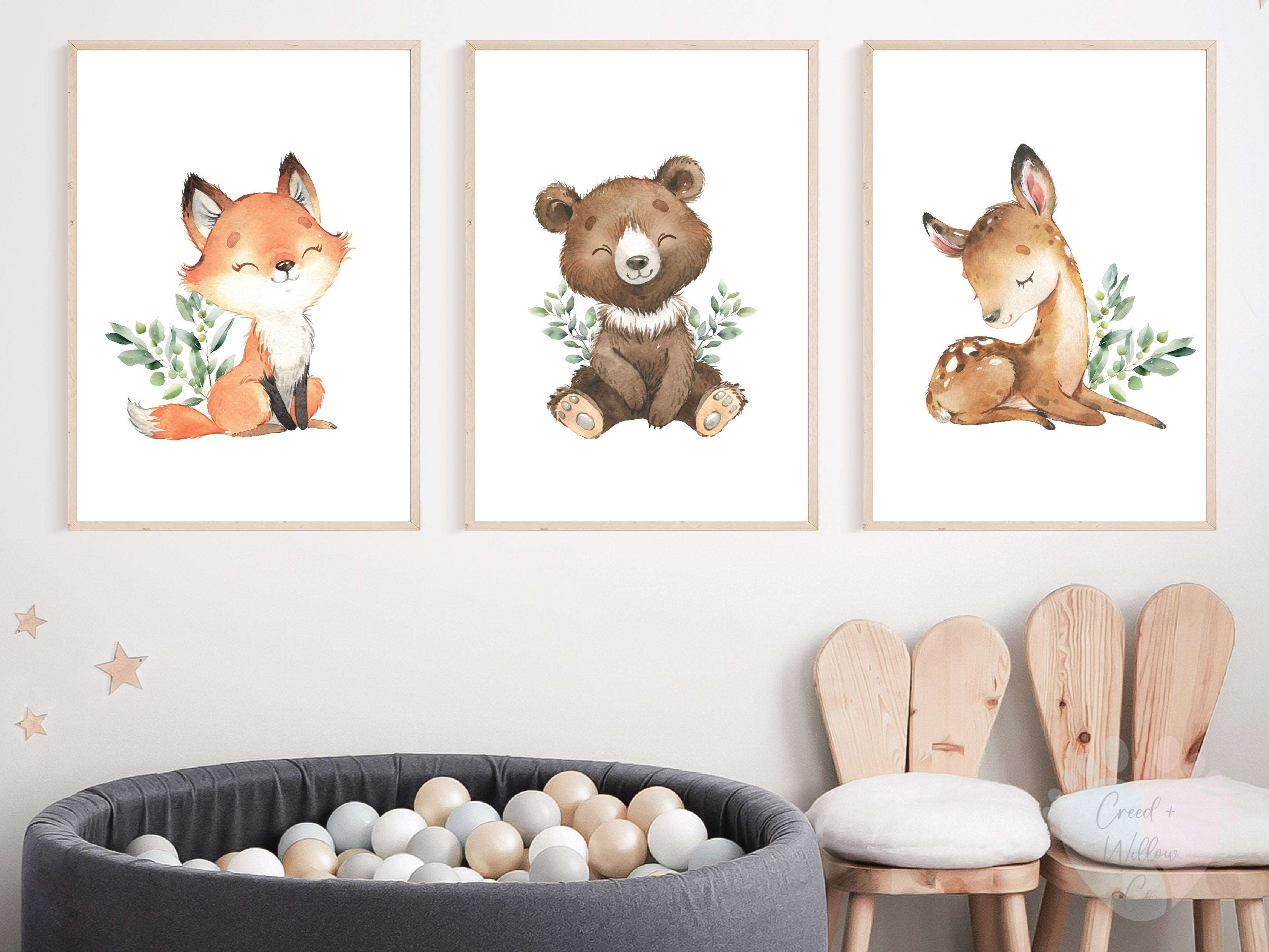 Wall Art Woodland Animals Nursery Art Beautiful Woodland Animal