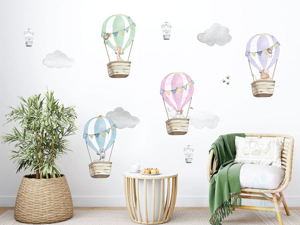 Animals in Hot Air Balloon Wall Stickers