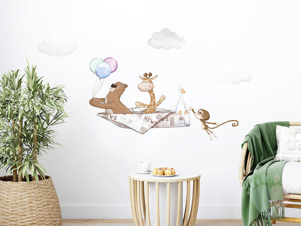 Paper Airplane Animal Decals