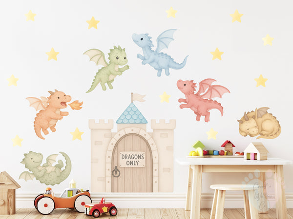 Dragon and Castle Wall Decal