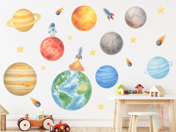 Planets in Space Wall Decal Set