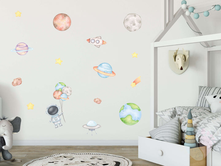 Kids Coloring Astronaut Wall Decals For Space Theme Room Decoration