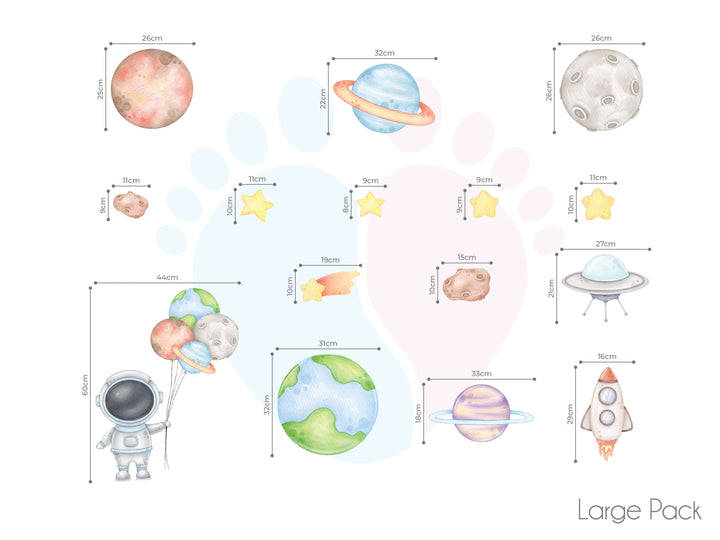 Astronaut Wall Decals Featuring Planets And Stars