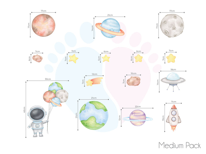 Astronaut Wall Decals Featuring Colorful Planets And Stars For Room Decor