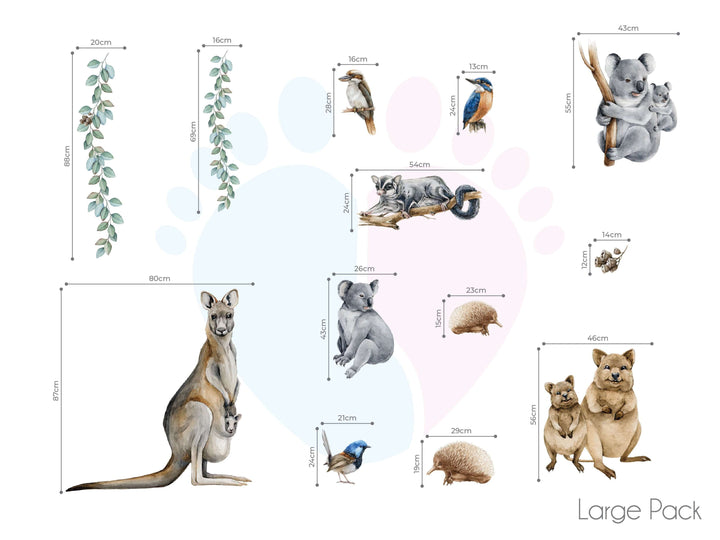 Australian Animal Wall Stickers Featuring a Colorful Variety With Falling Gum Nuts