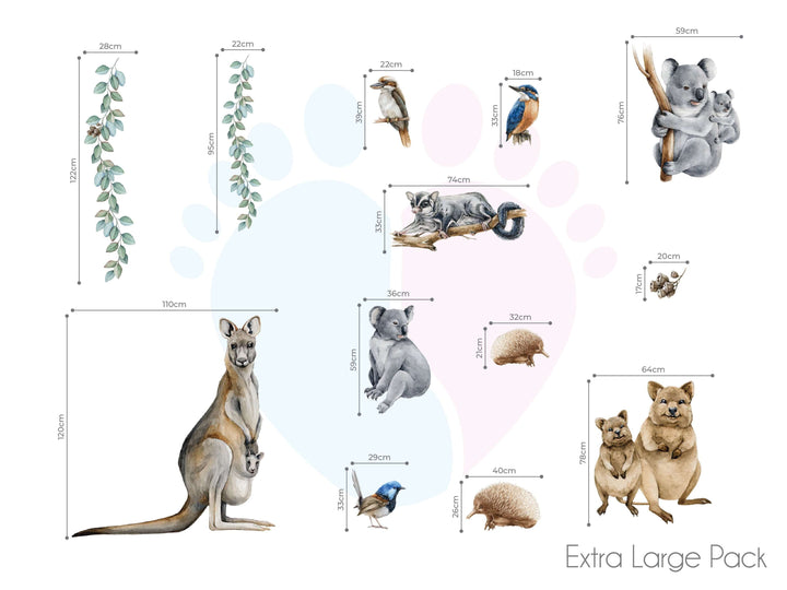 Australian Animal Wall Stickers Featuring Animals And Falling Gum Nuts