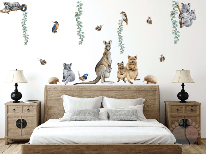 Australian Animal Wall Stickers Showing Coloring And Painting With Falling Gum Nuts