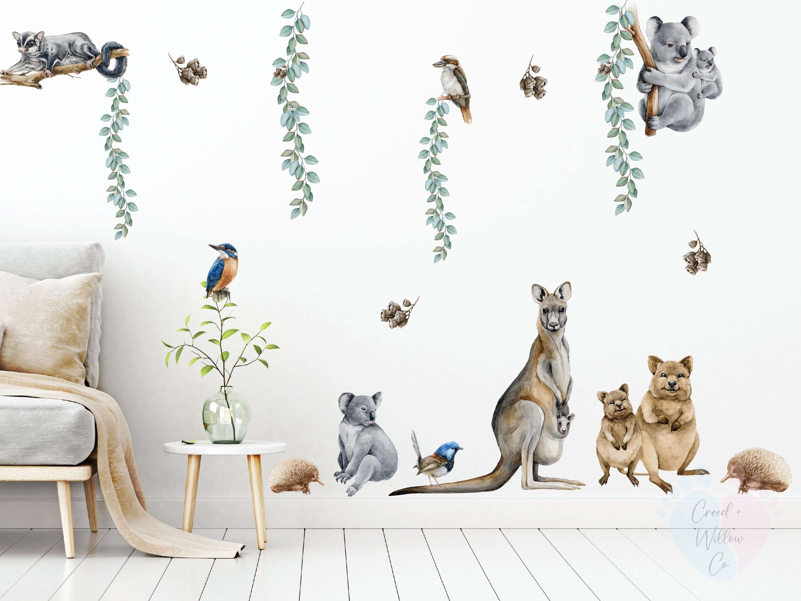 Australian Bush Friends Wall Decal | Peel-and-Stick Fabric Wildlife Decor