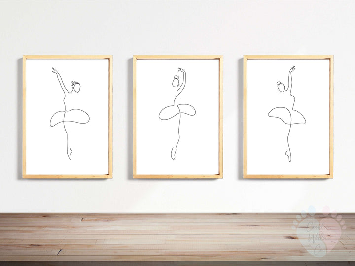 Ballerina Line Art Wall Prints On Archival Paper, Minimalist Design