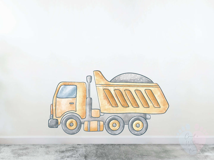 Digger Truck Wall Decal On a Large Construction Theme Mural