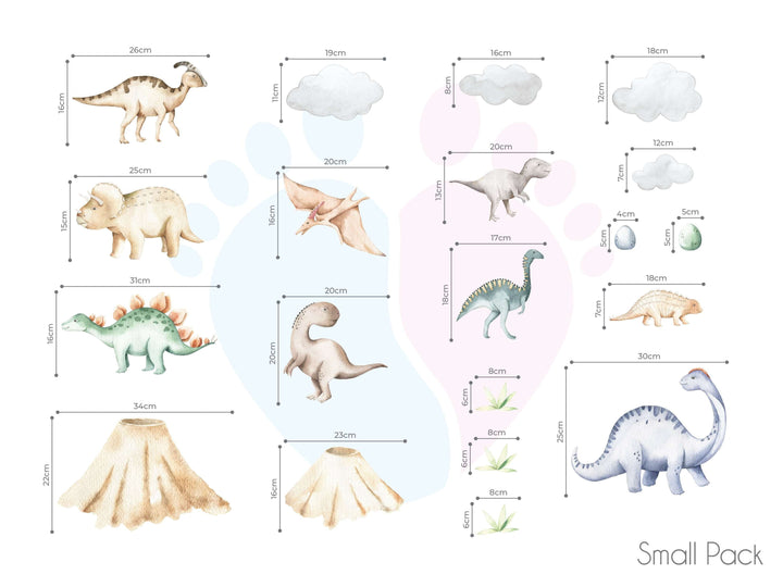 Dinosaur Wall Decals Featuring Colorful Dinosaurs And Clouds On a Mural