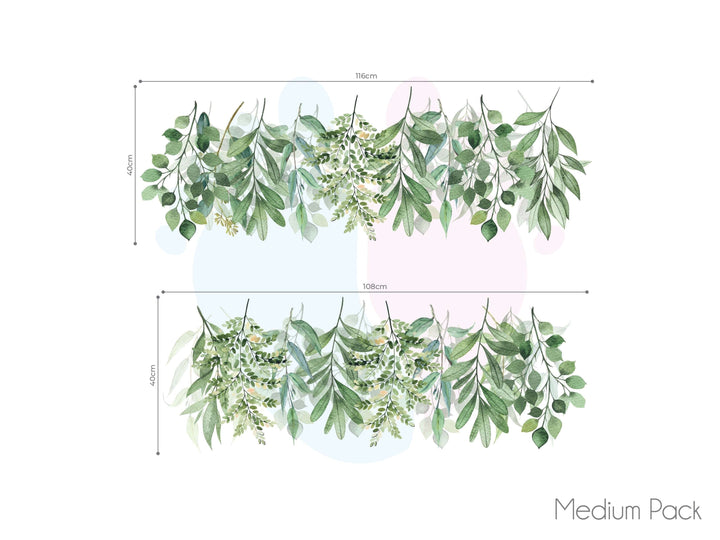 Eucalyptus Hanging Wall Decals Featuring Green Vine On White Background