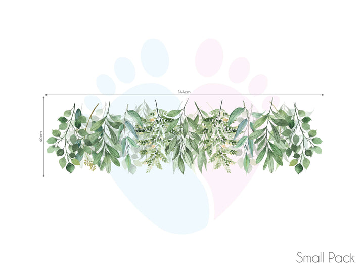 Eucalyptus Hanging Wall Decals With White Floral And Green Leaves Size Vine Wall Decor