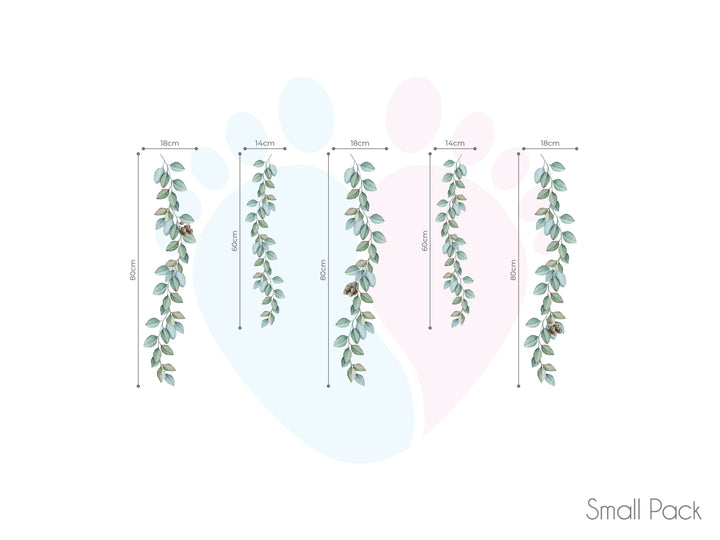 Eucalyptus Vine Wall Stickers Featuring Leaf And Flower Designs As Hanging Vines