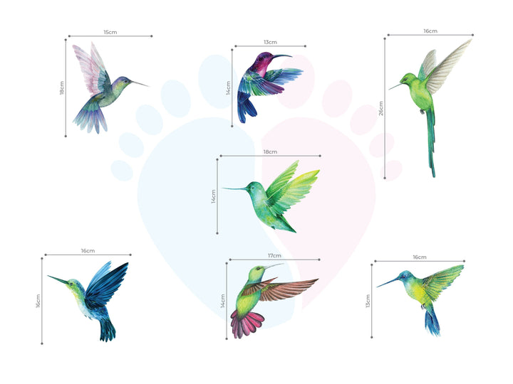 Hummingbirds Flying, Fabric Bird Wall Stickers For Home Decor