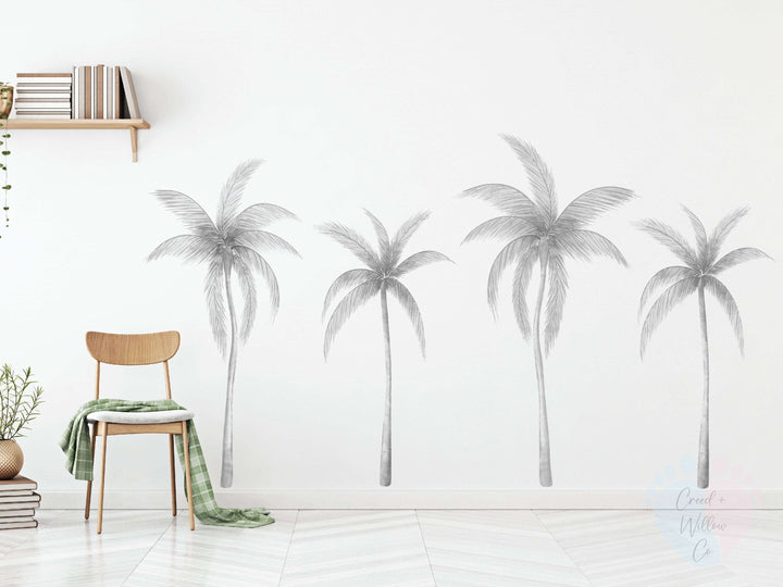 Removable Palm Tree Wall Stickers Creating a Tropical Oasis With Three Palm Trees Mural