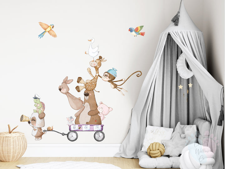 removable fabric wall decal safari wagon design for nursery room