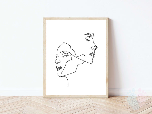 Minimal Woman Face Line Art Print On Archival Paper For Home Decor