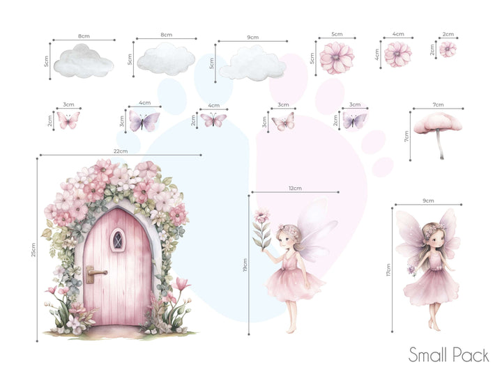 Fairy Door Wall Stickers Featuring a Fairy, Door, And Fluffy Clouds Close-up