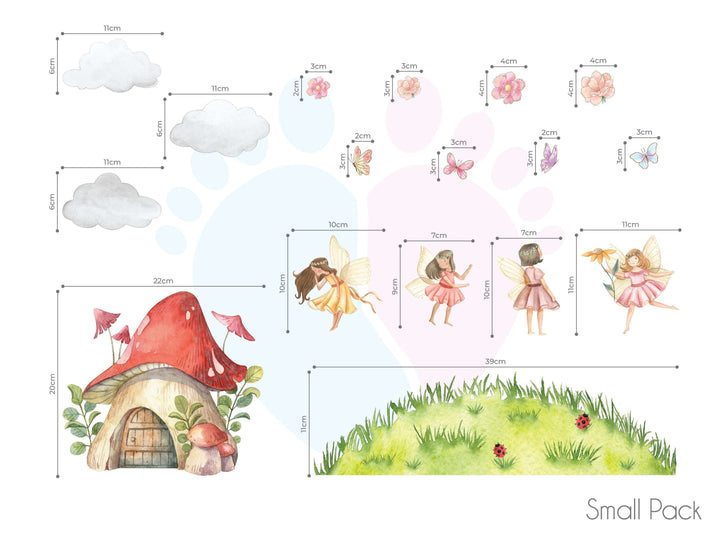 Fairy Garden Wall Decals Featuring a Mural With a Fairy And Mushroom House