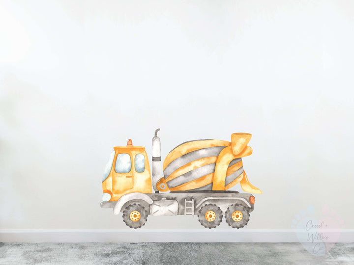 Gigantic Construction Wall Sticker Featuring a Vibrant Concrete Truck Mural