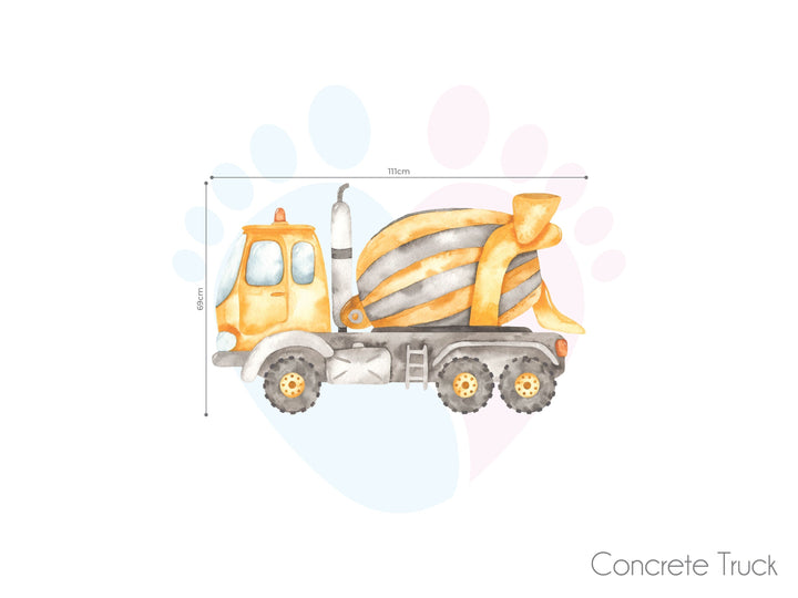 Gigantic Construction Wall Sticker Featuring Dump Truck With Cat On The Back