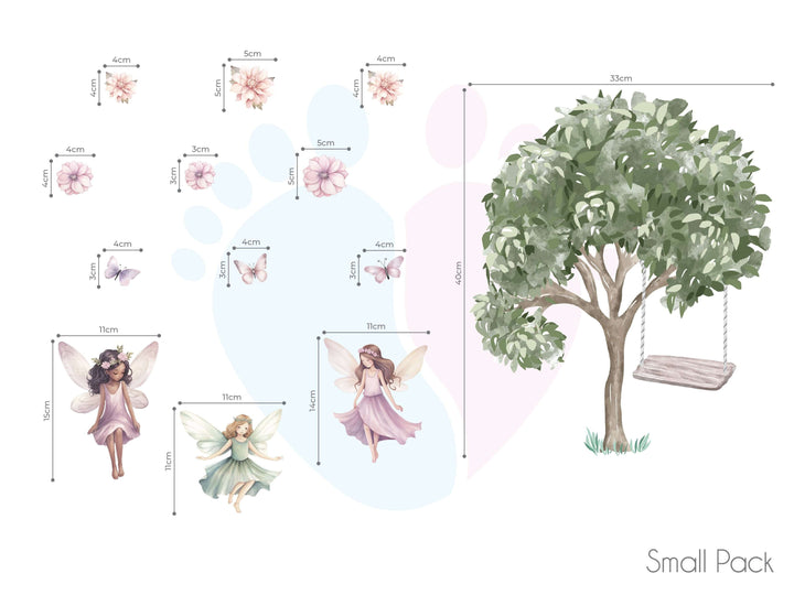 Girls Fairy Wall Stickers Featuring a Tree And Fairies Decal For Kids’ Room Decor