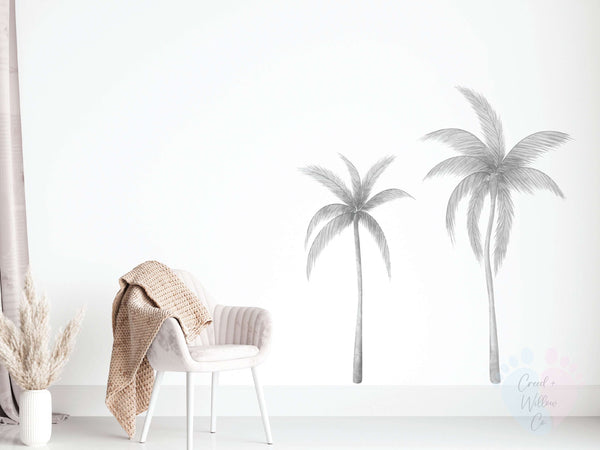 Grey Palm Tree Wall Decals For Elegant Home Decor