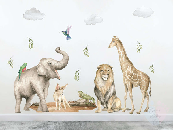 Charming Jungle Animal Wall Decals Featuring a Vibrant Mural With Animals And Birds