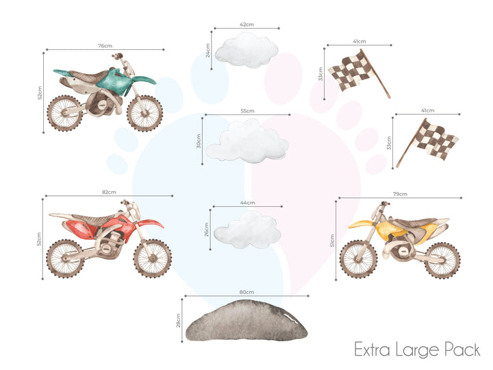 Motorbike Wall Stickers With Animal Tracks Illustrations On a Dirt Pile