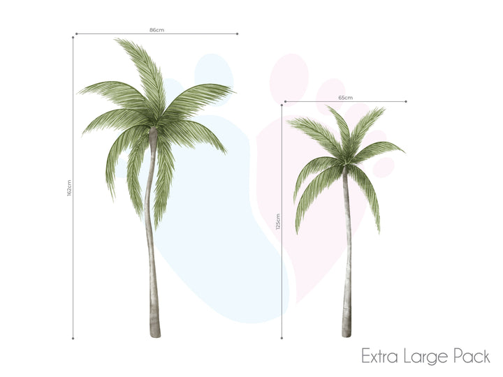 Palm Tree Wall Decals In Size Pack Includes a Vibrant Palm With Blue Background