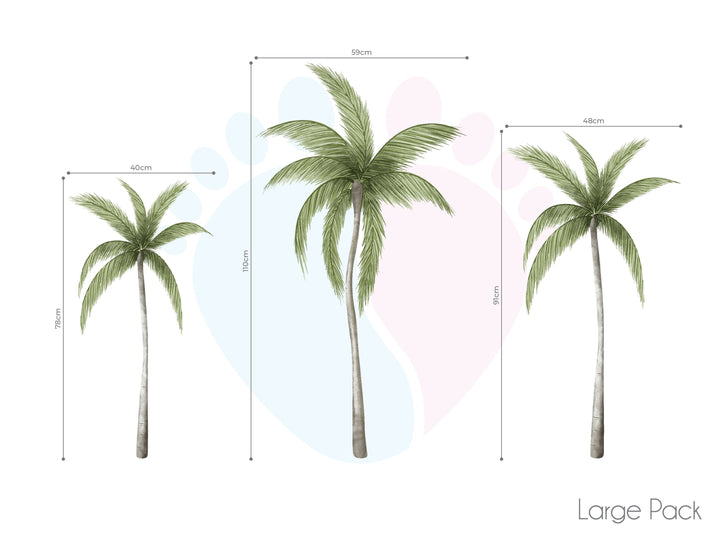 Palm Tree Wall Sticker Pack Includes Detailed Measurements