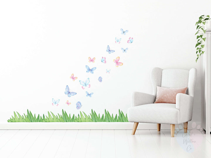 Fluttering Butterfly Wall Decal Set | Peel-and-Stick Fabric Nursery Art