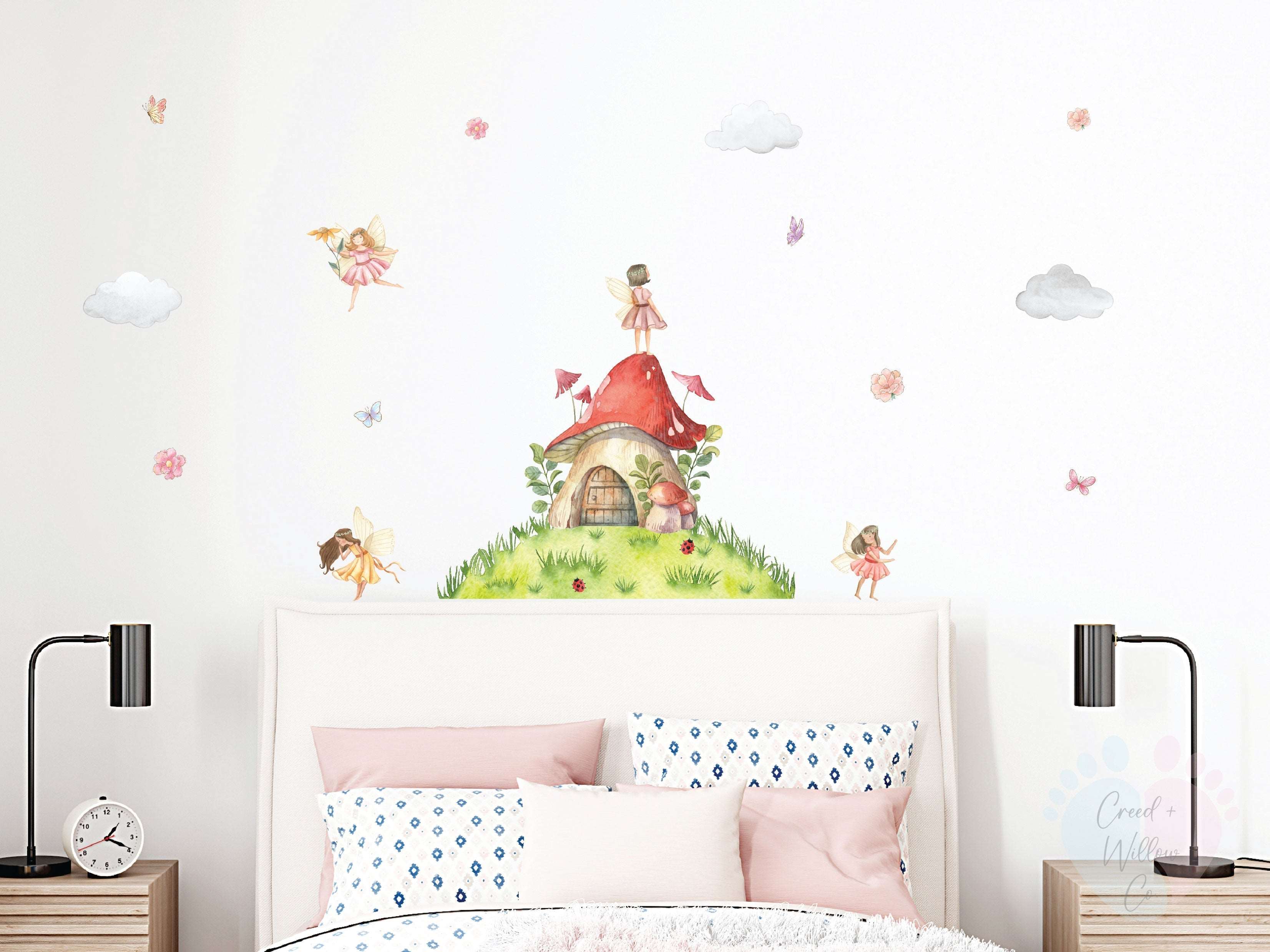 Fairy Garden Friends Wall Decal | Peelable Fabric Magical Decor for ...