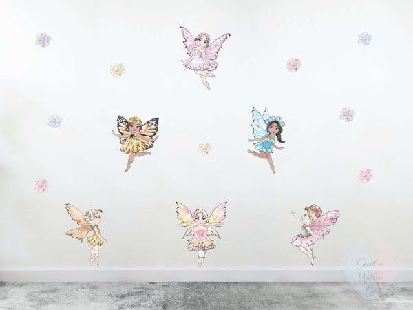 Assorted Pastel Fairy Wall Decals In Various Sizes