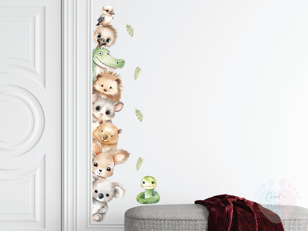peekaboo aussie animal wall decal with koalas wombats kangaroos and cockatoos