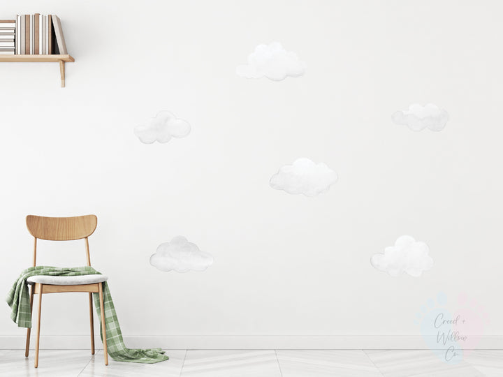 peel-and-stick fabric cloud decal for rental-safe modern baby rooms