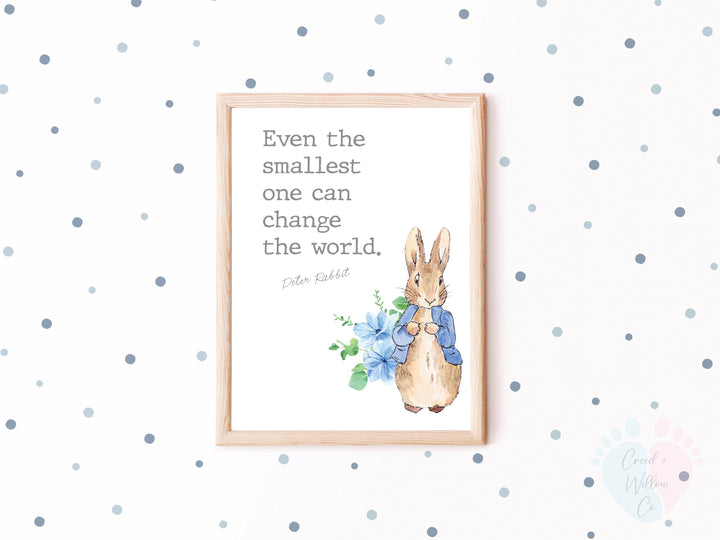 Peter Rabbit Quote Print On Canvas Paper - ’even One Can Change The World’ Wall Art