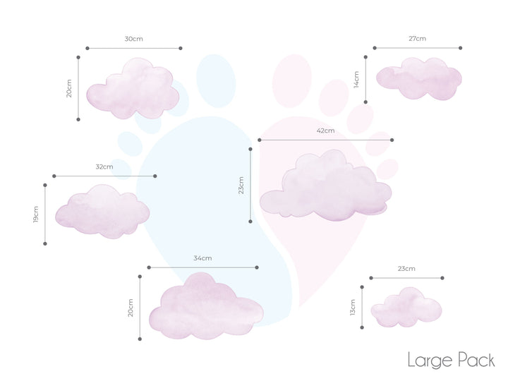 Pink Cloud Wall Stickers - Large Pack - Sticker Australia Worldwide