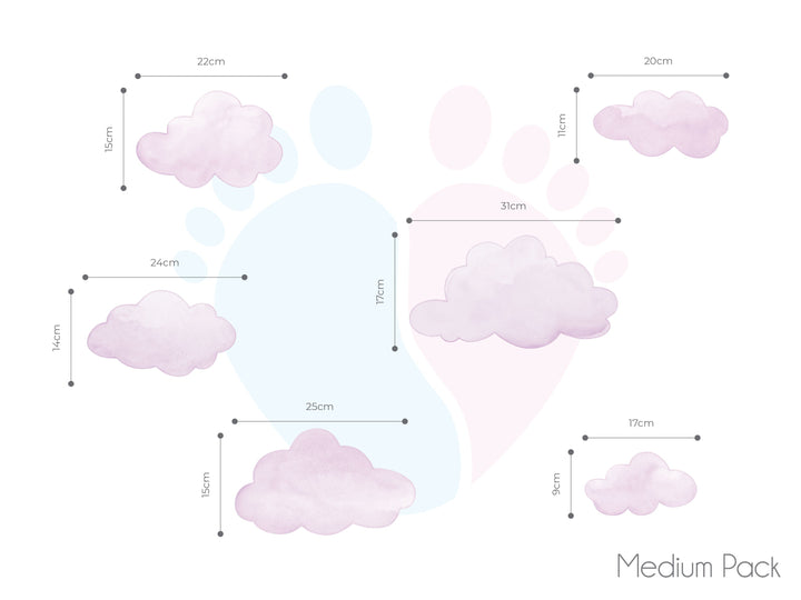 Pink Cloud Wall Stickers - Medium Pack - Sticker Australia Worldwide