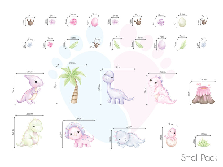 Pink Dinosaur Wall Stickers collection of cute cartoon dinosaurs for children’s room decor