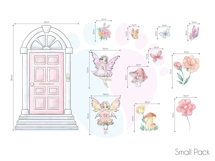 Pink Fairy Door Wall Decals Featuring Butterflies On a Pink Door Sticker