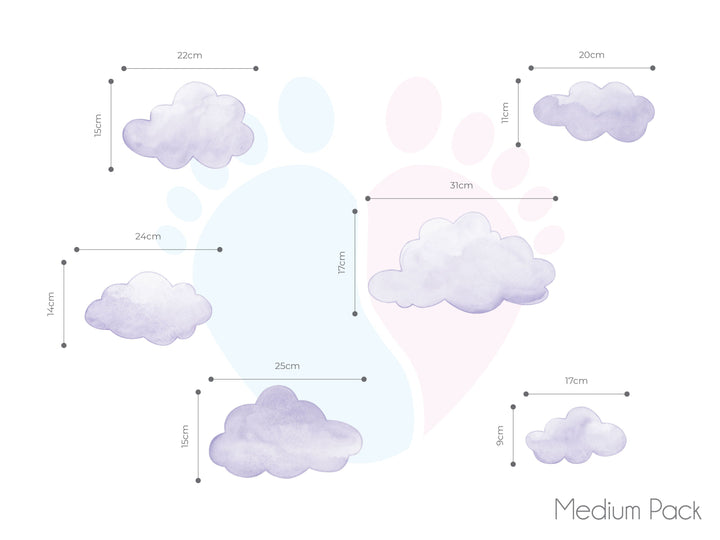 Purple Cloud Wall Decal Featuring a White Cloud Against a Blue Sky Background