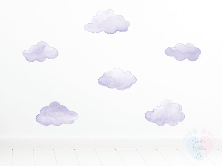 Purple Cloud Wall Decals On a Wall With Cloud Designs For Home Decor