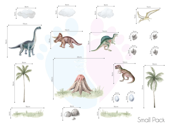 Colorful Removable Dinosaur Wall Decals For Kids With Playful Grass Patches