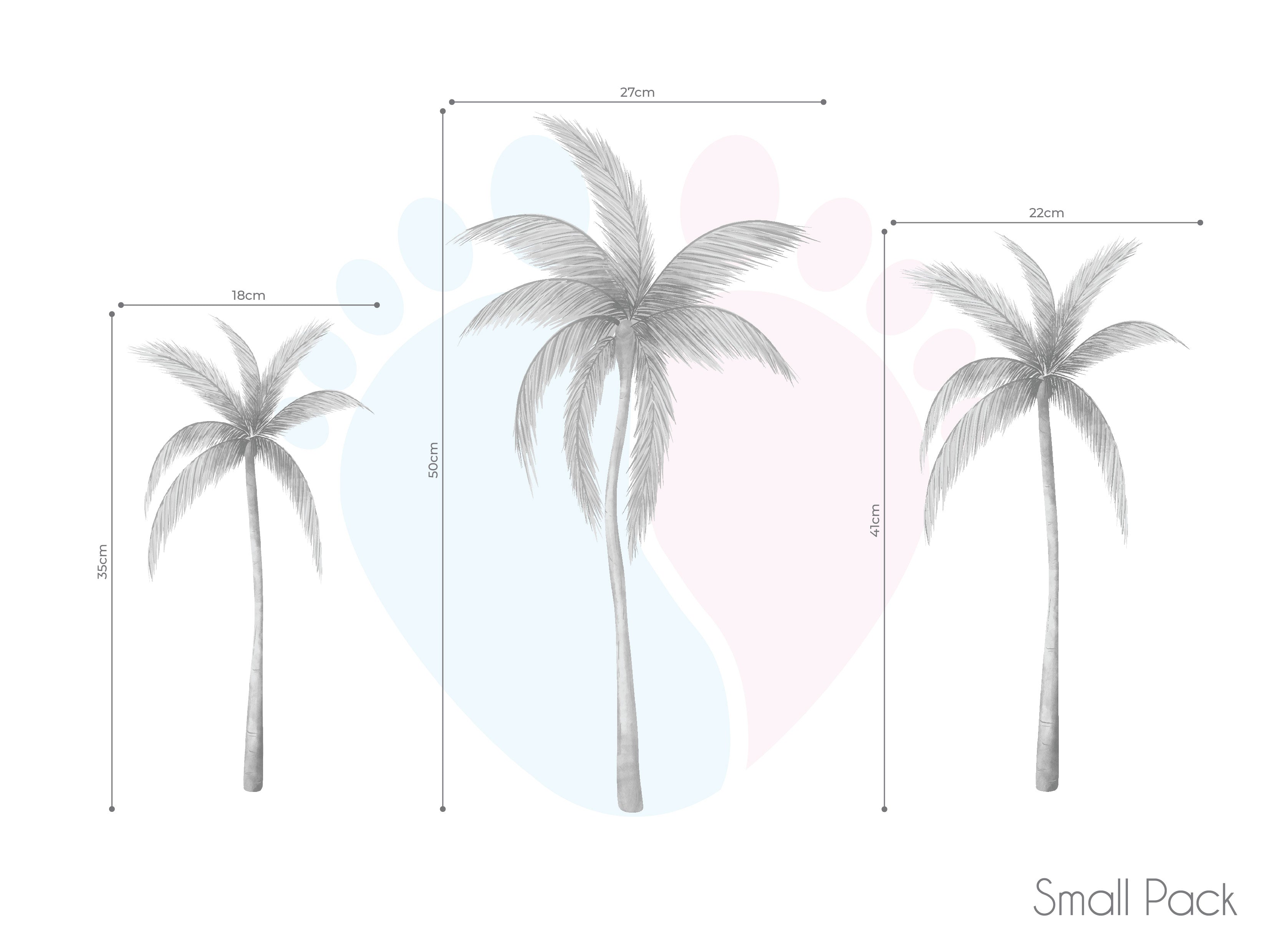 Grey Palm Tree Wall Decal Set | Peelable Fabric Tropical Decor for ...