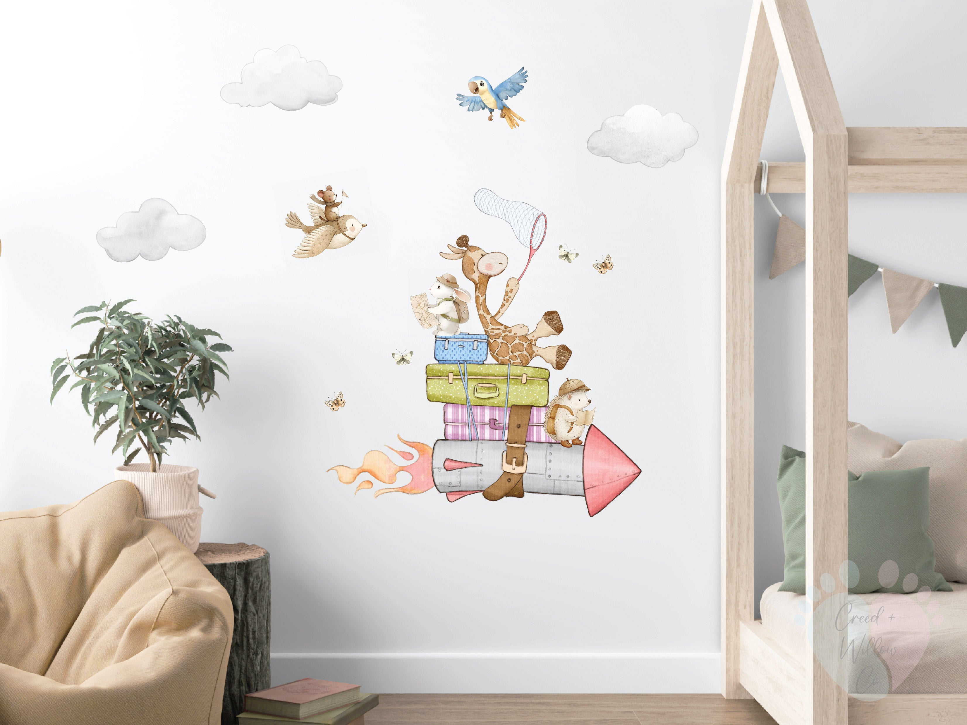 Safari Adventure Animal Wall Decal | Removable Fabric Vinyl Nursery Art