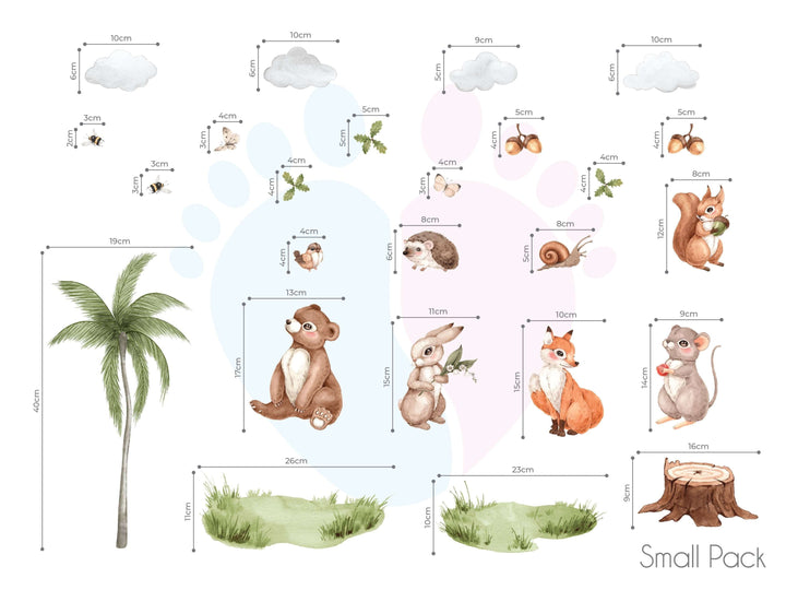 Removable Woodland Wall Stickers Featuring Animals And Palm Trees Mural