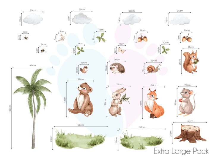 Colorful Removable Woodland Wall Stickers Featuring Forest Animals And Palm Tree