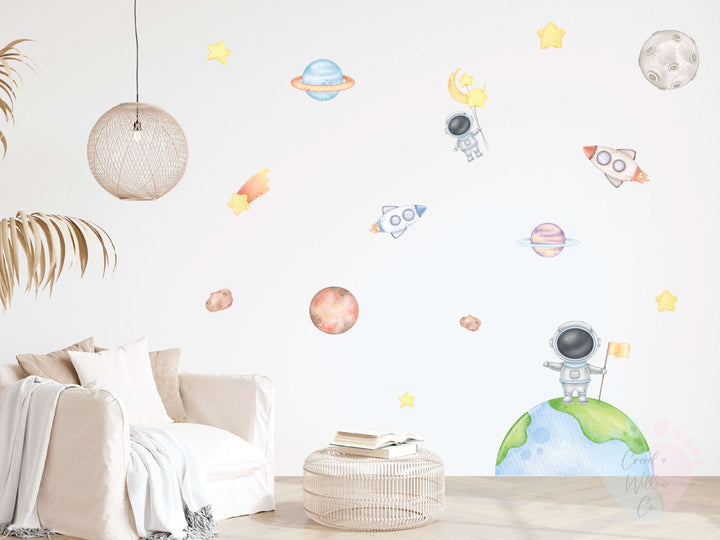 Space Wall Stickers: Coloring The Solar System With Shooting Star Size Pack Decals